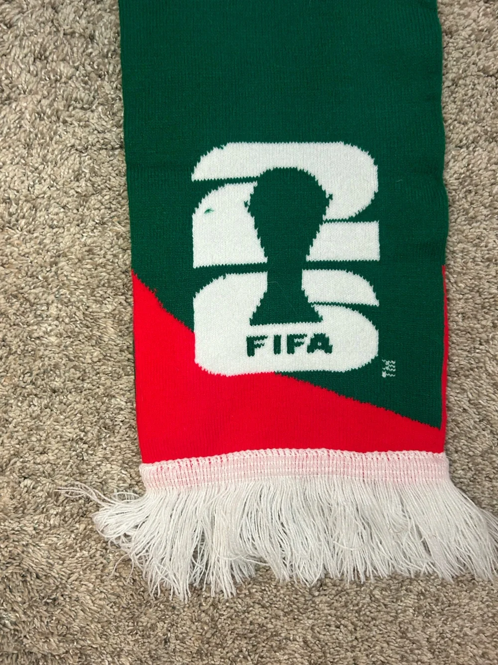 We Are 26 Green and Red Knit Scarf